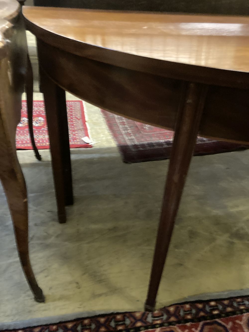 A George III mahogany demi-lune side table, width 110cm depth 58cm height 75cm